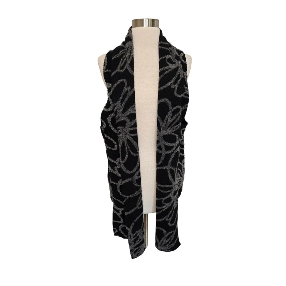 Bryn Walker Womens Open Front Vest Size Medium Black Felted Wool
